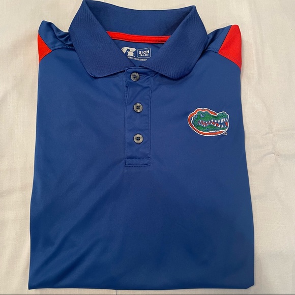 Florida Gators Mens Polo Shirt Golf Football Orange Blue Russell Size S - Picture 4 of 6